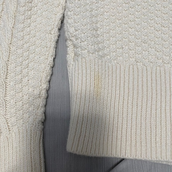 Gap Women's White Cableknit Sweater M Preppy Fisherman Heritage Rory Academia - Picture 4 of 9
